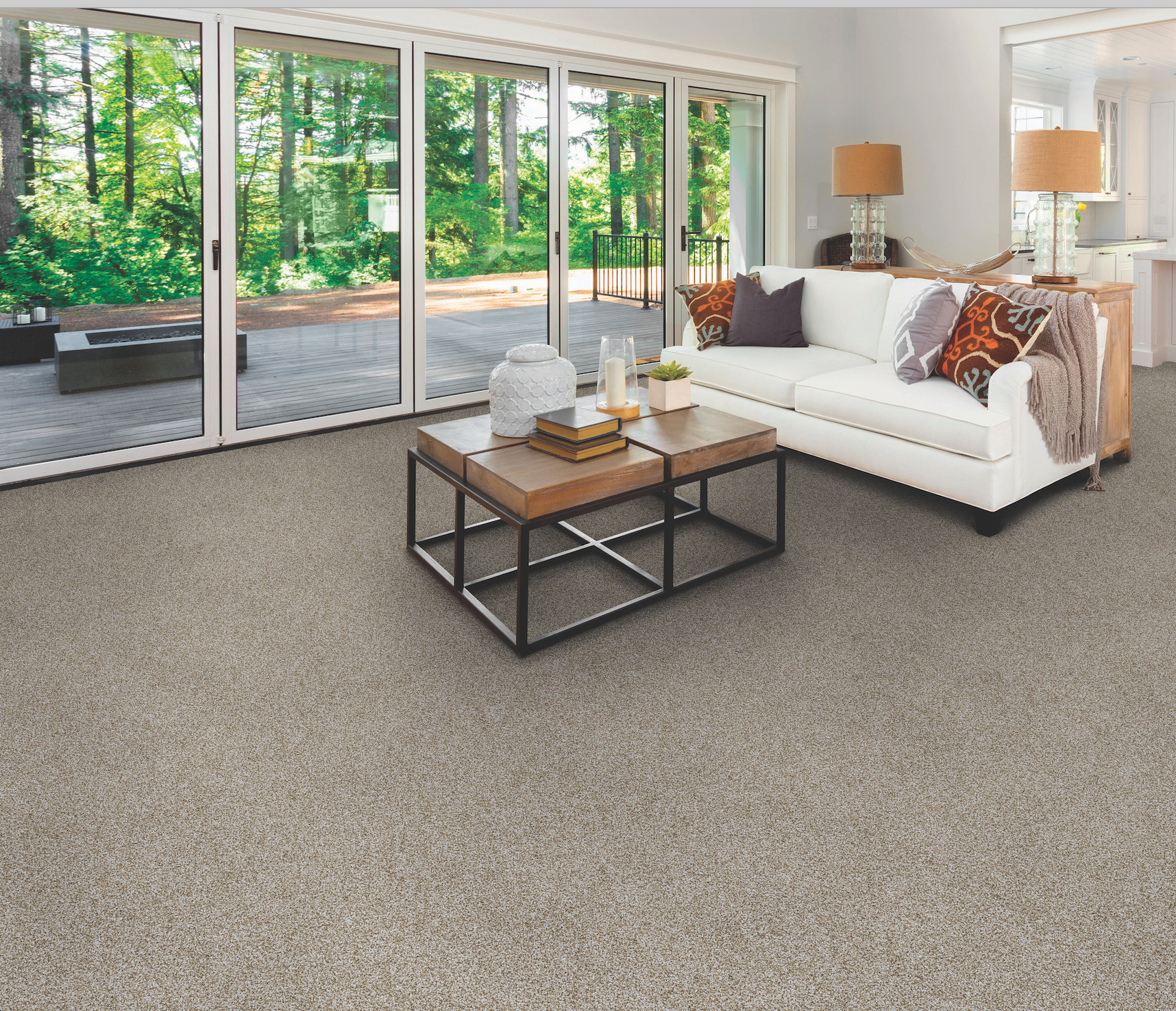 Comfortable room with soft texture carpet